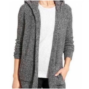 Athleta Mill Valley Gray Merino Wool Yak Hair Bouclé Hooded Cardigan MEDIUM
